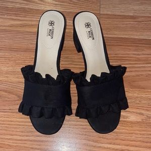 Brand new black suede heel sandals size 7